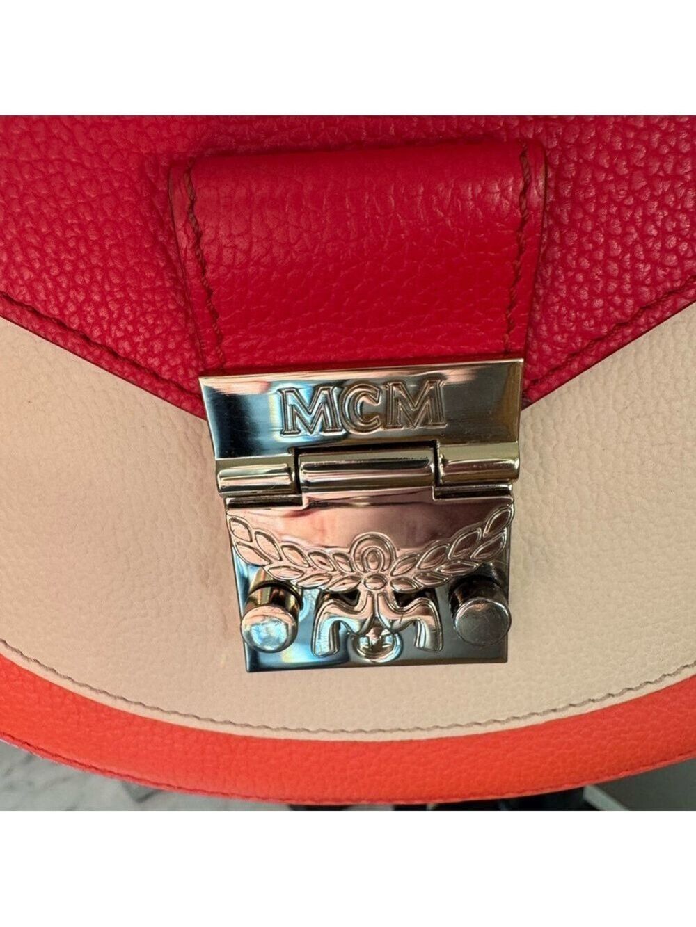MCM Patricia Shoulder Bag with Top Handle Color block pattern - Red/Coral - EUC - Picture 3 of 11